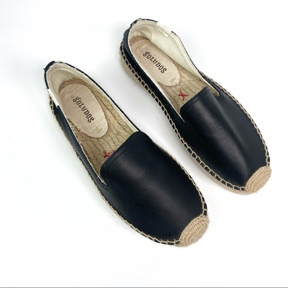Soludos Leather Platform Espadrilles Smoking Slippers Flats - Picture 3 of 5